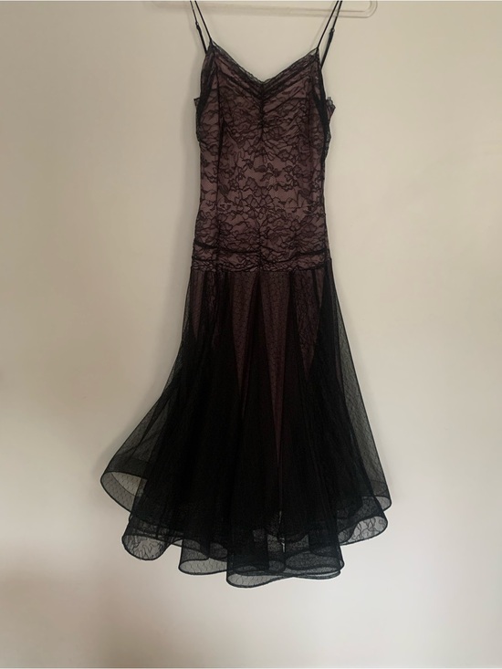 Betsey Johnson Dresses & Skirts - Betsey Johnson Black Lace & Tulle Midi Slip Dress